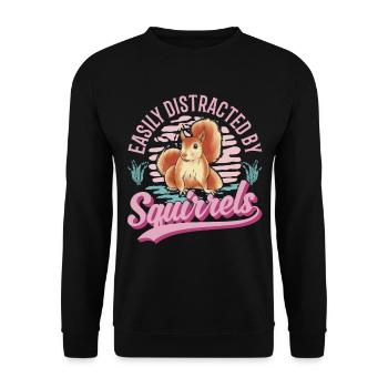 Facilement distrait par les écureuils Eichhörnchen - Sweat-shirt Unisexe - noir - Devant - Alina (178cm) & Michal (187cm)