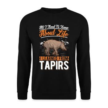 Tapir Geschenk Flachlandtapir Tapirdae - Unisex Pullover - Schwarz - Vorne - Alina (178cm) & Michal (187cm)