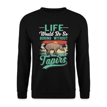 Tapir Geschenk Flachlandtapir Tapirdae Tapir - Unisex Pullover - Schwarz - Vorne - Alina (178cm) & Michal (187cm)