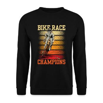 Radrennen Champions Fahrrad Radrennfahrer - Unisex Pullover - Schwarz - Vorne - Alina (178cm) & Michal (187cm)