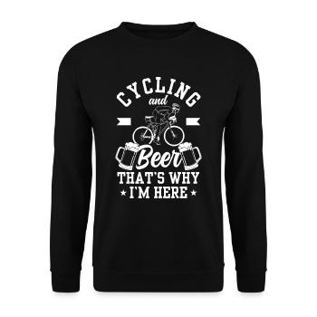 Radfahren Und Bier Deshalb Bin Ich Hier Fahrrad - Unisex Pullover - Schwarz - Vorne - Alina (178cm) & Michal (187cm)