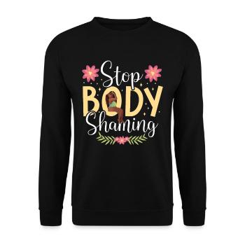No more body shaming Bodyshaming annoyance - Unisex Sweatshirt - black - Front - Alina (178cm) & Michal (187cm)
