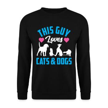 This guy loves cats and dogs Dog Cat - Unisex Sweatshirt - black - Front - Alina (178cm) & Michal (187cm)