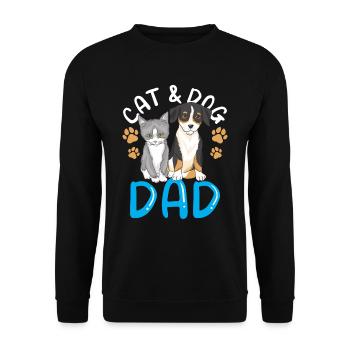 Cat and Dog Daddy Boy Type Cat Lover - Unisex Sweatshirt - black - Front - Alina (178cm) & Michal (187cm)