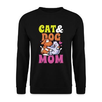 Cat And Dog Mom Girl Dogs Cat Lover - Unisex Sweatshirt - black - Front - Alina (178cm) & Michal (187cm)