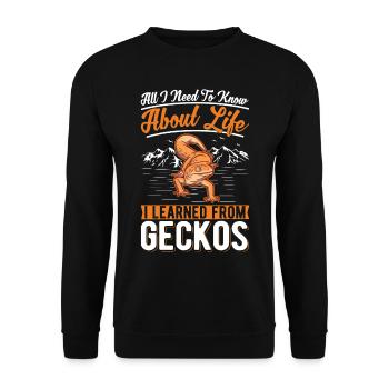 Gecko Geschenk Leopardgecko - Unisex Pullover - Schwarz - Vorne - Alina (178cm) & Michal (187cm)