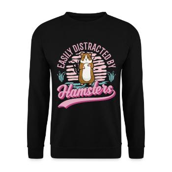 Facilement distrait par les hamsters Goldhamster - Sweat-shirt Unisexe - noir - Devant - Alina (178cm) & Michal (187cm)