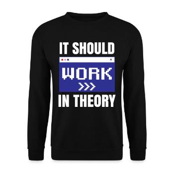 In Der Theorie Sollte Es Funktionieren Coding Code - Unisex Pullover - Schwarz - Vorne - Alina (178cm) & Michal (187cm)