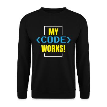 Mein Code Funktioniert Programmieren Coding Coder - Unisex Pullover - Schwarz - Vorne - Alina (178cm) & Michal (187cm)