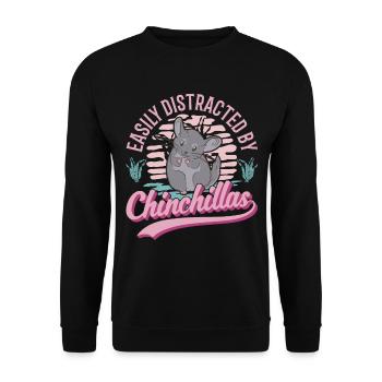 Easily distracted by Chinchillas - Unisex Pullover - Schwarz - Vorne - Alina (178cm) & Michal (187cm)
