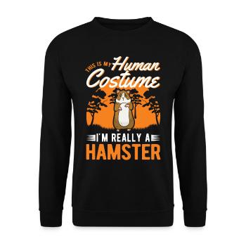 Hamster Kostüm Hamsterrad Goldhamster - Unisex Pullover - Schwarz - Vorne - Alina (178cm) & Michal (187cm)