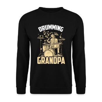 Batteur, Grand-père, Jouer de la batterie, Batterie - Sweat-shirt Unisexe - noir - Devant - Alina (178cm) & Michal (187cm)