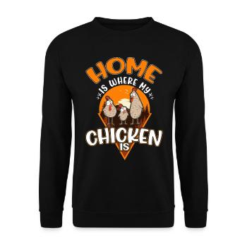Poulets Home Farmer Poulet - Sweat-shirt Unisexe - noir - Devant - Alina (178cm) & Michal (187cm)