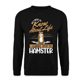 Hamster Gift Hamster Wheel Golden Hamster - Unisex Sweatshirt - black - Front - Alina (178cm) & Michal (187cm)