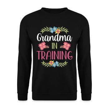 Oma In Ausbildung Erstes Mal Großeltern Süß - Unisex Pullover - Schwarz - Vorne - Alina (178cm) & Michal (187cm)