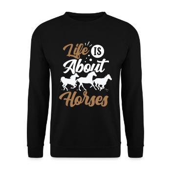 Das Leben Besteht Aus Pferden Pferd Reiten - Unisex Pullover - Schwarz - Vorne - Alina (178cm) & Michal (187cm)