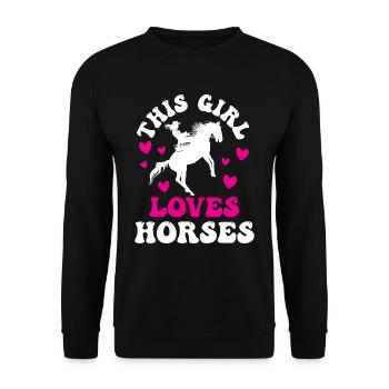 Cette fille aime les chevaux à cheval cavalier - Sweat-shirt Unisexe - noir - Devant - Alina (178cm) & Michal (187cm)