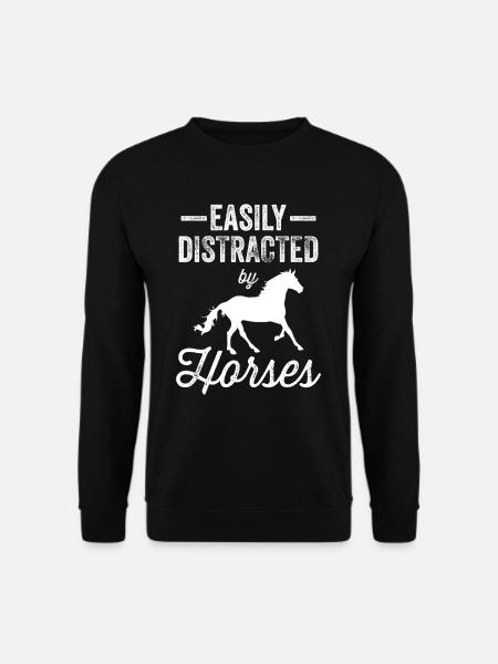 Leicht Ablenkbar von Pferden Reiten Reiter Pferd - Unisex Pullover - Schwarz