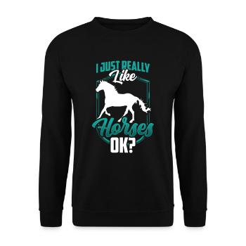 J’aime beaucoup monter à cheval Cavalier - Sweat-shirt Unisexe - noir - Devant - Alina (178cm) & Michal (187cm)