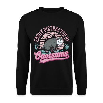 Facilement distrait par Opossums Possum Marsupial - Sweat-shirt Unisexe - noir - Devant - Alina (178cm) & Michal (187cm)