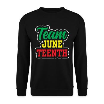 Team Juneteenth 1865 African American Black - Unisex Pullover - Schwarz - Vorne - Alina (178cm) & Michal (187cm)