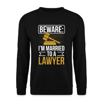 Attention : Je suis marié à un avocat - Sweat-shirt Unisexe - noir - Devant - Alina (178cm) & Michal (187cm)