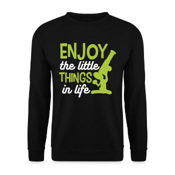 Enjoy the little things in life Microscope - Unisex Sweatshirt - black - Front - Alina (178cm) & Michal (187cm)