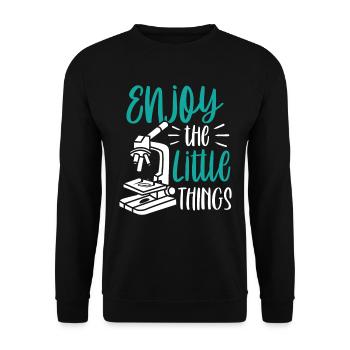 Enjoy the little things Microscope Microscopes - Unisex Sweatshirt - black - Front - Alina (178cm) & Michal (187cm)
