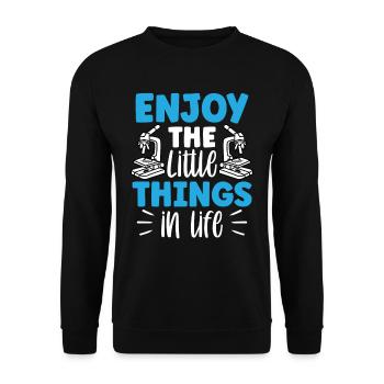 Enjoy the little things in life Microscope - Unisex Sweatshirt - black - Front - Alina (178cm) & Michal (187cm)