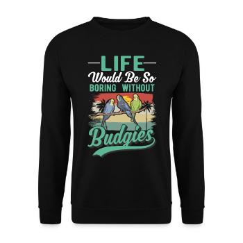 Cadeau de perruche Welli cockatiel - Sweat-shirt Unisexe - noir - Devant - Alina (178cm) & Michal (187cm)