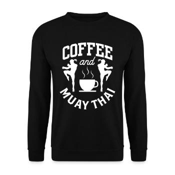 Kaffee Und Muay Thai Kampfsport Kampf Kämpfer - Unisex Pullover - Schwarz - Vorne - Alina (178cm) & Michal (187cm)