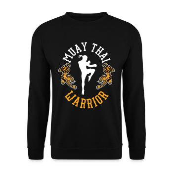 Muay Thai Krieger Kampfsport Kampf Kämpfer - Unisex Pullover - Schwarz - Vorne - Alina (178cm) & Michal (187cm)