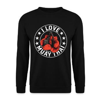 J’adore les arts martiaux des combattants de combat Muay Thai - Sweat-shirt Unisexe - noir - Devant - Alina (178cm) & Michal (187cm)