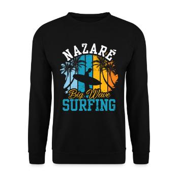 Nazaré Big Wave Surfing Waves Surfer Surfing - Unisex Sweatshirt - black - Front - Alina (178cm) & Michal (187cm)