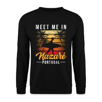 Rencontrez-moi à Nazaré Portugal Surfer Surfing - Sweat-shirt Unisexe - noir - Devant - Alina (178cm) & Michal (187cm)
