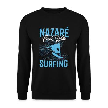 Nazaré Freak Surf Vagues Surfer Surf - Sweat-shirt Unisexe - noir - Devant - Alina (178cm) & Michal (187cm)