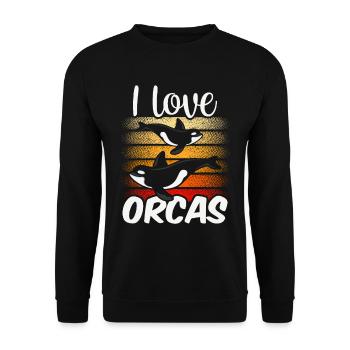 I love orcas shooters whale orca sea - Unisex Sweatshirt - black - Front - Alina (178cm) & Michal (187cm)