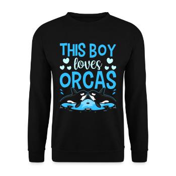 Ce garçon aime les orques de la mer protéger les baleines - Sweat-shirt Unisexe - noir - Devant - Alina (178cm) & Michal (187cm)