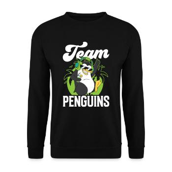 Team Pinguine Liebhaber Süß Pinguin Tier - Unisex Pullover - Schwarz - Vorne - Alina (178cm) & Michal (187cm)