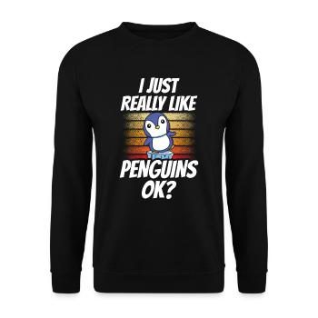 J’aime juste les pingouins beaucoup pingouin animal mignon - Sweat-shirt Unisexe - noir - Devant - Alina (178cm) & Michal (187cm)