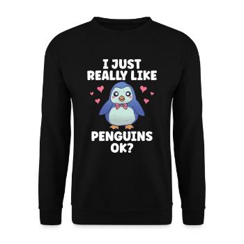 J’aime juste les pingouins très animal pingouin mignon - Sweat-shirt Unisexe - noir - Devant - Alina (178cm) & Michal (187cm)