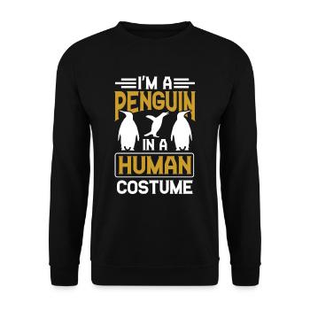 Ich Bin Ein Pinguin In Einem Menschlichen Kostüm - Unisex Pullover - Schwarz - Vorne - Alina (178cm) & Michal (187cm)