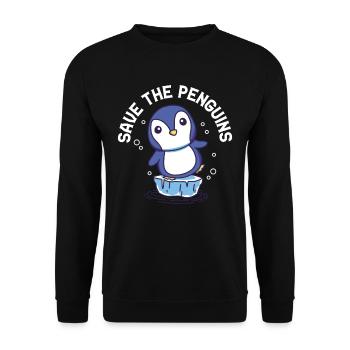 Rettet Die Pinguine Süß Pinguin Tier Liebhaber - Unisex Pullover - Schwarz - Vorne - Alina (178cm) & Michal (187cm)