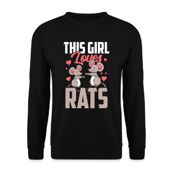 This girl loves rats cute animal rat - Unisex Sweatshirt - black - Front - Alina (178cm) & Michal (187cm)