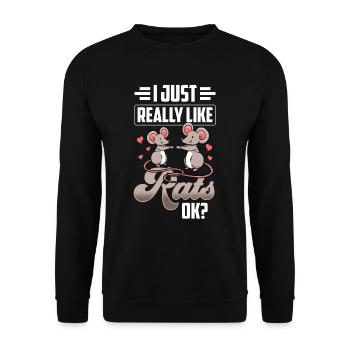 I just like rats very cute rat animal - Unisex Sweatshirt - black - Front - Alina (178cm) & Michal (187cm)