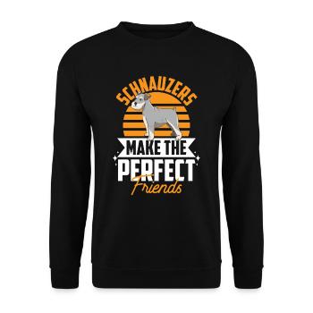 Schnauzers Make The Perfect Friends Schnauzer - Unisex Pullover - Schwarz - Vorne - Alina (178cm) & Michal (187cm)