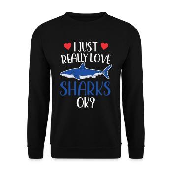 J’aime les requins vraiment ok requin à dents de requin - Sweat-shirt Unisexe - noir - Devant - Alina (178cm) & Michal (187cm)
