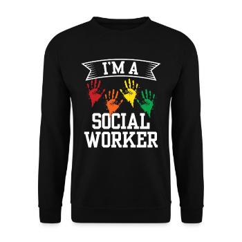 Ich Bin Sozialarbeiterin Sozialarbeiter Ausbildung - Unisex Pullover - Schwarz - Vorne - Alina (178cm) & Michal (187cm)
