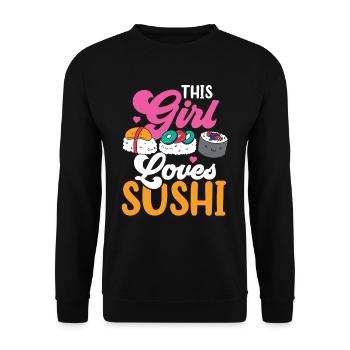 This Girl Loves Sushi Lover Food Fan - Unisex Sweatshirt - black - Front - Alina (178cm) & Michal (187cm)