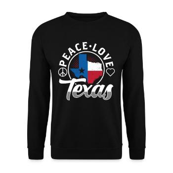Frieden Liebe Texas Stolz Texanisch Texaner - Unisex Pullover - Schwarz - Vorne - Alina (178cm) & Michal (187cm)